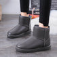 Women Snow Boots Pu Leather Ankle Boots Flat Bottom Waterproof Non-slip Plus Velvet Snow Boots Woman Shoes Large Size 36-40