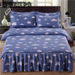 Winter Soft Padded Bed Skirt Set Bedroom Home Kits Bedding Cotton Four-piece Floral Print Quilt Cover