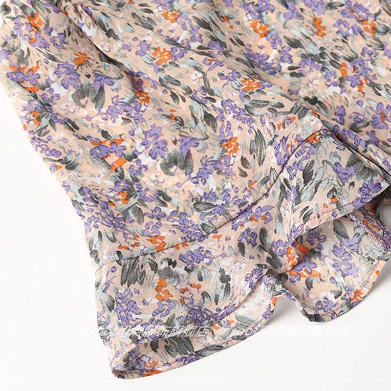 Women's Summer Print Loose Top Round Neck Versatile Chiffon Short Sleeves