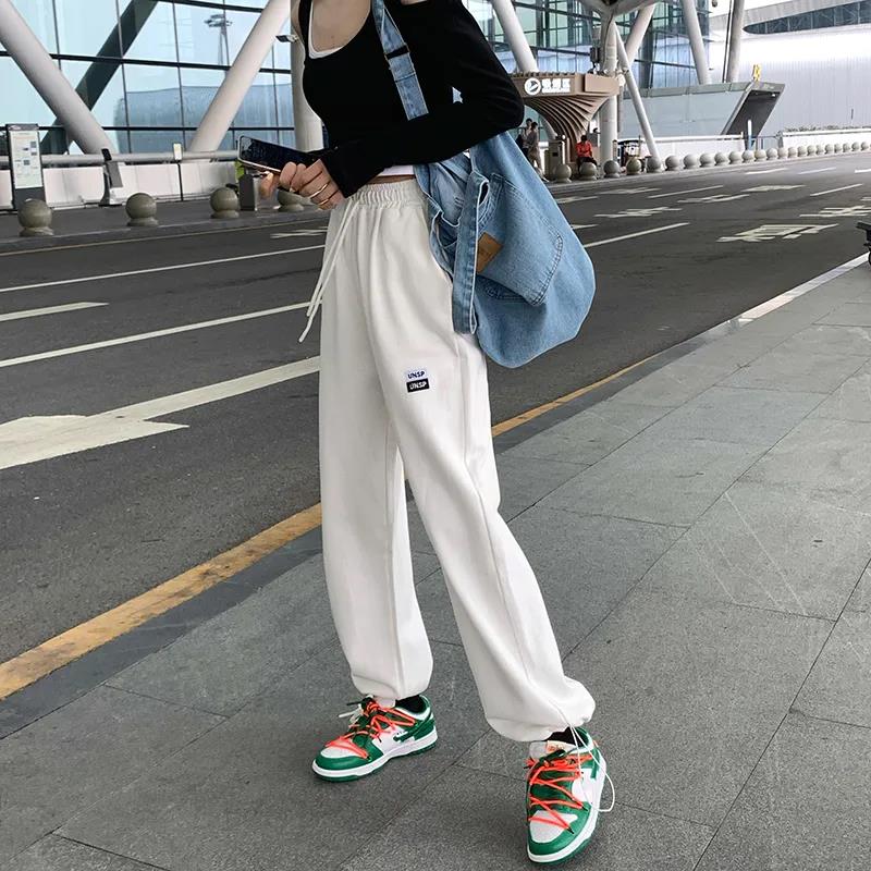 Spring and Summer Korean Style High-waist Wide-leg Sports Casual Pants Female Student Loose-fitting Pants Trend
