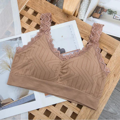 Korean version of the lace camisole without steel ring without buckle one-piece tube top wrap chest gather beauty back skin-friendly bra