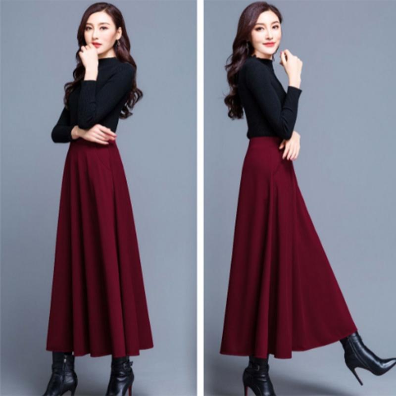 Skirts Mid-length Large Swing A-line Skirts Spring and Autumn Large Size All-match High Belt Pocket Dancing Skirts