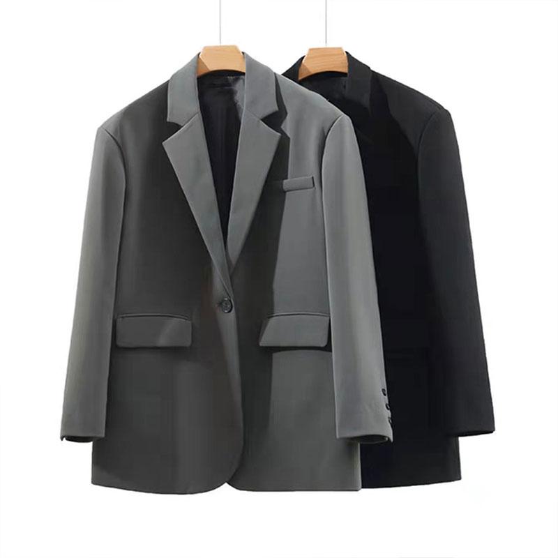 Suit Jacket Women's Spring and Autumn All-match High Street Design Elegant Suit Black Blazer Coat Casual Jacket Mid-length Top Coat