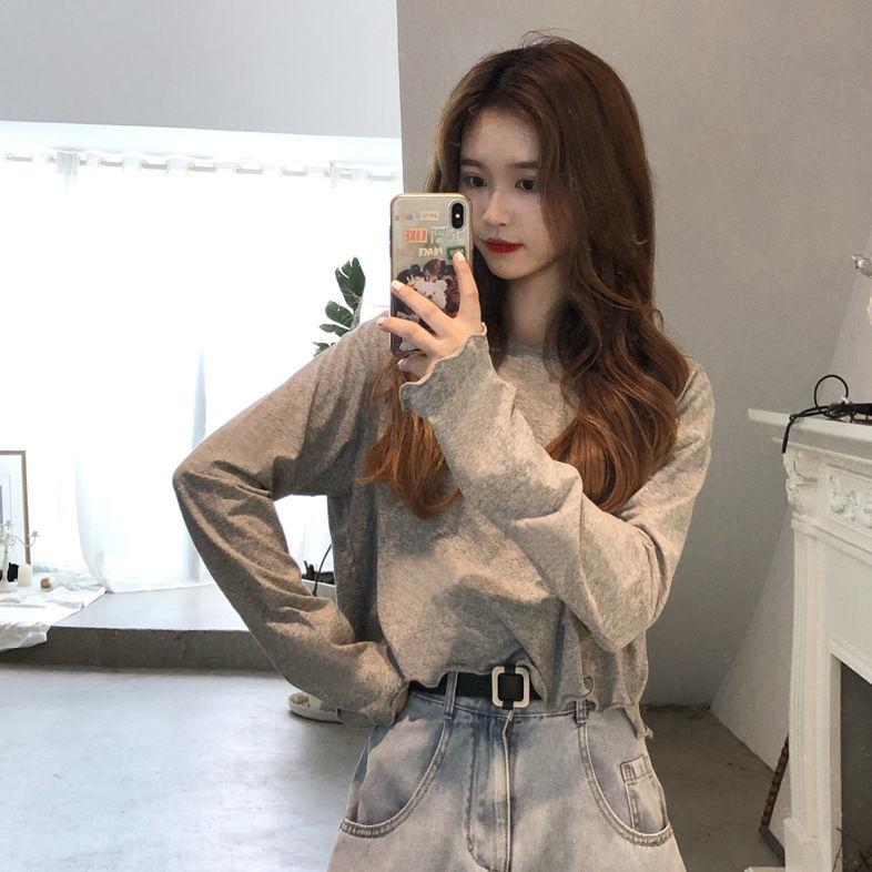 Lotus Sleeve Womens Slim Thin Frill Ruffle Tops Blouse Casual Round Collar Pullover T-Shirt