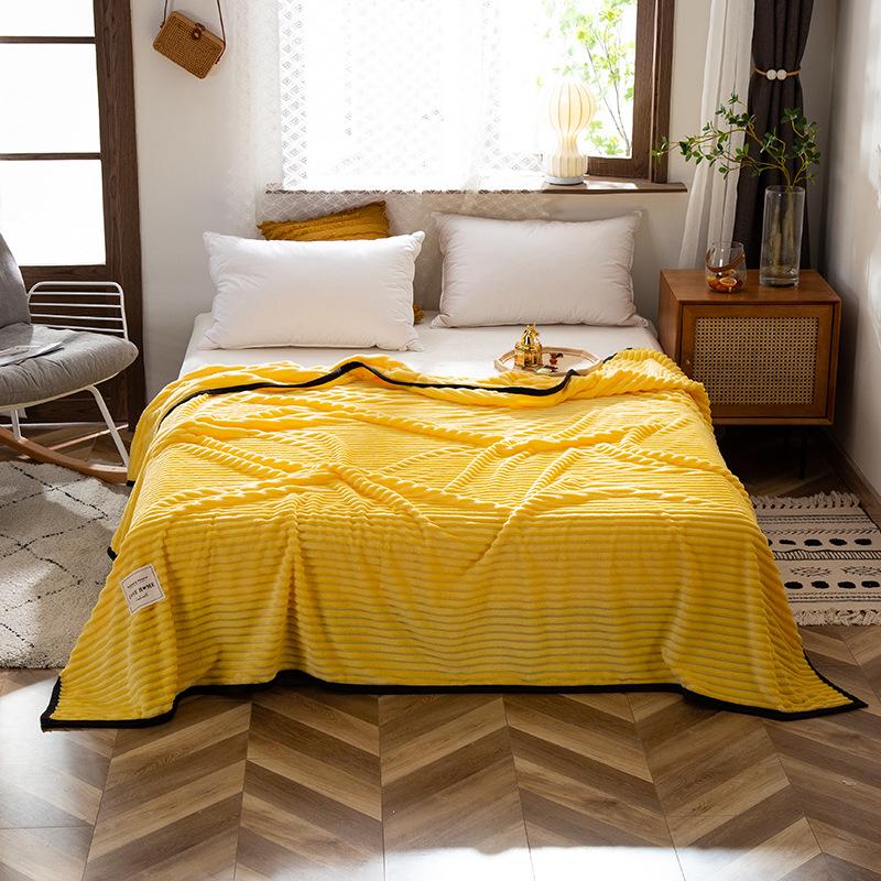 Winter Thick Coral Fleece Blanket Simple Style Warm Blanket Household Blanket Twin Queen King