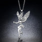 Fantasy Elf Pendant Zircon Necklace Fairy Shaped  Silver Fine Necklace for Women Gift Jewelry