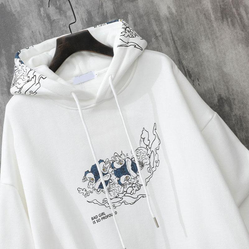 Chinese Style Wake-up Lion Print Hooded Sweater Men's 2022 Spring and Autumn New Trend Loose Small Country Tide Men's Jacket