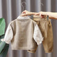 Three-piece Suit Boys and Girls Korean Sweater Vest Suit Spring and Autumn Loose Suit Shirt Trousers Sets Casual Suit