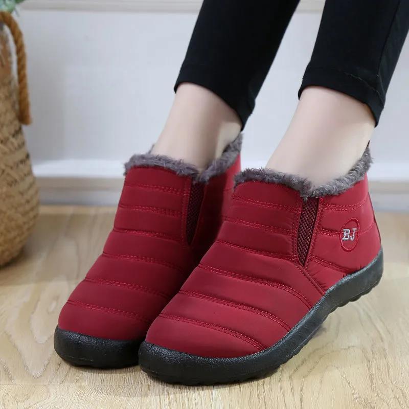 Snow Boots Women Shoes Winter Warm Flat Couple Style Ankle Boots Cotton Slip on Plus Size Platform Booties Winter Shoes for Women