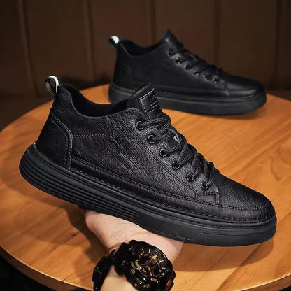 Men's Shoes Spring and Summer Sports and Leisure Shoes British Casual Black Leather Shoes Trend All-match Men's Comfortable Sneakers