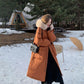 Duck Down Down Jacket Women's Mid-length 2021 Winter New Style Big Fur Collar Korean Style Over-the-knee Fashion Jacket