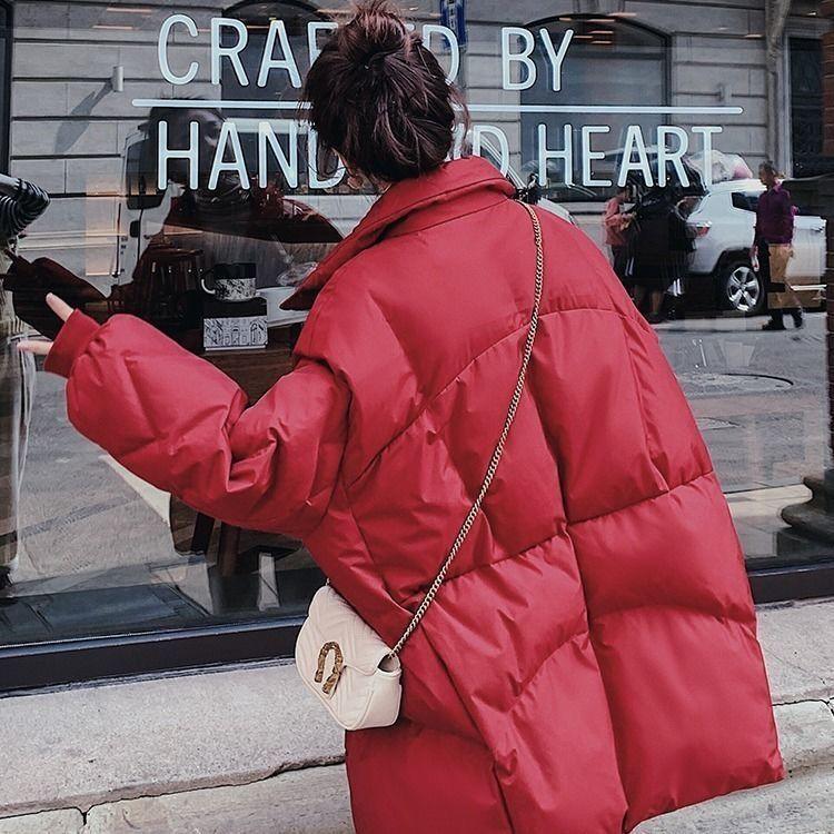 Winter Short Capless Stand-collar Down Padded Jacket Women Loose Bread Coat Stand-up Collar Loose Winter Thick Warm Cotton Jacket