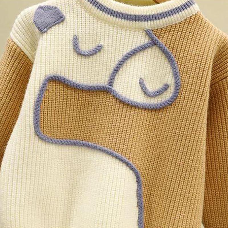 Children's Sweater Boys Round Neck Sweater Boys Baby Pullover Sweater Bottoming Shirt Autumn and Winter Loose Top