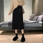 Knitted Half-length Skirt Autumn and Winter Female Korean Temperament Package Hip One-step Skirt Wild High-waisted Thin Mid-length A-line Skirt