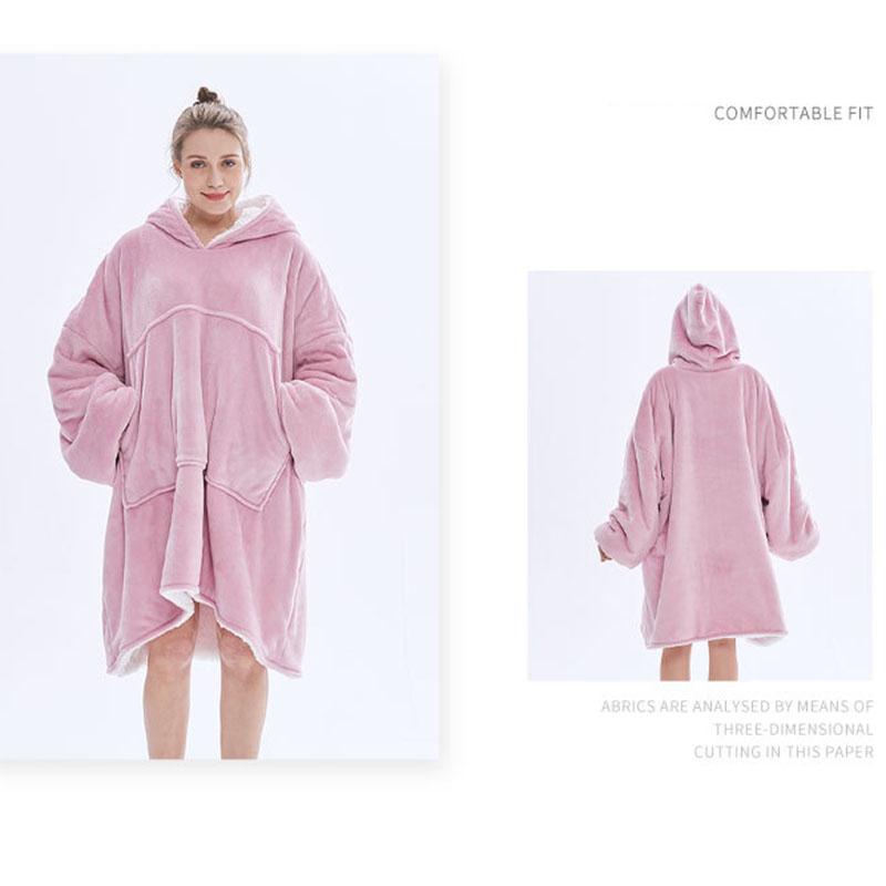 Wearable TV Blanket Hooded Blankets for Adult Sofa Cozy Super Soft Warm Blanket with Sleeves Hoodie Oversized Sweatshirt