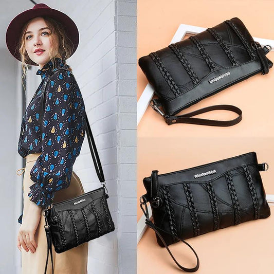 Handbag Clutch Casual Female Crossbody Bags Portable PU Leather Multi-Layer Large Capacity Classic Soft Surface