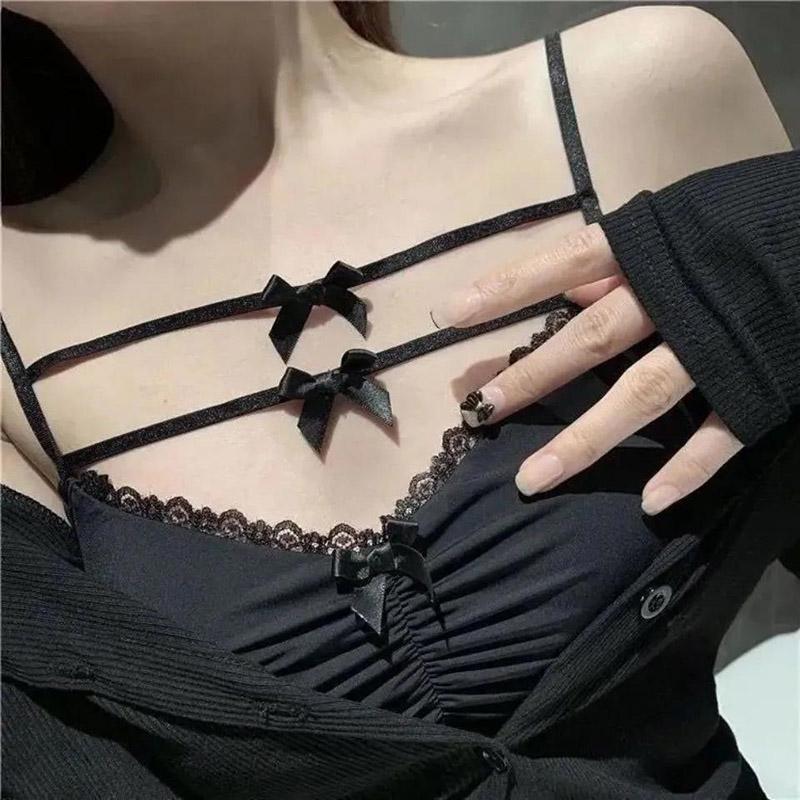 Sweet Bow Sexy Sling No Steel Ring Tube Top Small Chest Gathered Light Breathable Anti-sagging Ice Silk Fabric Women's Underwear Bra