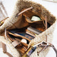 Handbag Women's Straw Woven Bucket Bag Summer Travel Beach Shoulder Messenger Bag