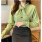 Bow Thick Slim Bottoming Shirt Women Winter Was Thin Knitted Elegant temperament Sweater