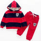 Boys and Girls Winter Plus Velvet Thick Sweater Cotton-padded Clothes Suit Children's Two-piece Printed Hooded Warm Cotton Clothing