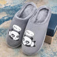Winter Slippers Women Warm Cotton Shoes Panda Printed Funny Pink Girl Slippers Thick Fleece Men Plus Size Blue Slides Home Couples Slipper Non Slip