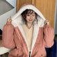 Autumn and Winter Imitation Lamb Wool Padded Coat Women Korean Style Ns Style All-match Coat Solid Color Hooded Women Coat