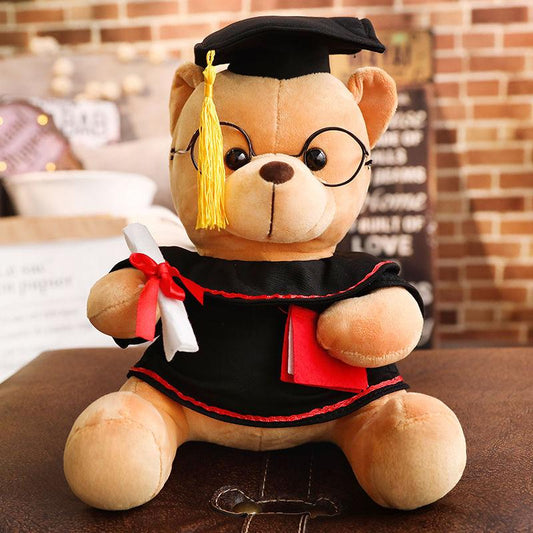 Lovely Glasses Graduation Bear Plush Doll Wearing Doctorial Hat Dr. Bear Cub Plush Toy Little Bear Plush Toy Gifts