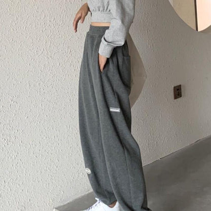 Gray Sweatpants Women's Loose-fitting Feet Korean Style High Waist Drape Tight Legs Wide-leg Straight-leg Pants Casual Pants