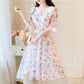 Large Size Dress Summer Mid-length Sweet and Lovely Floral Chiffon Dress Female Temperament Elegant Waist Slimming Slim Chiffon Dress