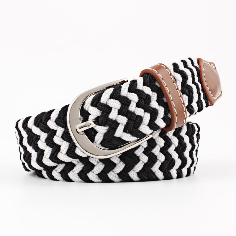 Belt Women Causal Leather Cover Buckle Woven Elastic Stretch Golf Wide Canvas Belts