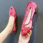 Women's Summer Cloth Shoes Flat Mesh Hollow Shoes Mid-heel Sandals