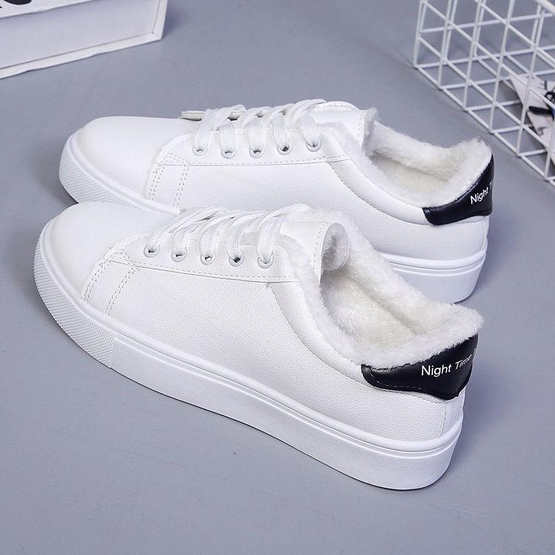 Winter Velvet Thickened Non-slip White Shoes for Women All-match Thick Bottom Shoes Warm Cotton Shoes Winter Shoes