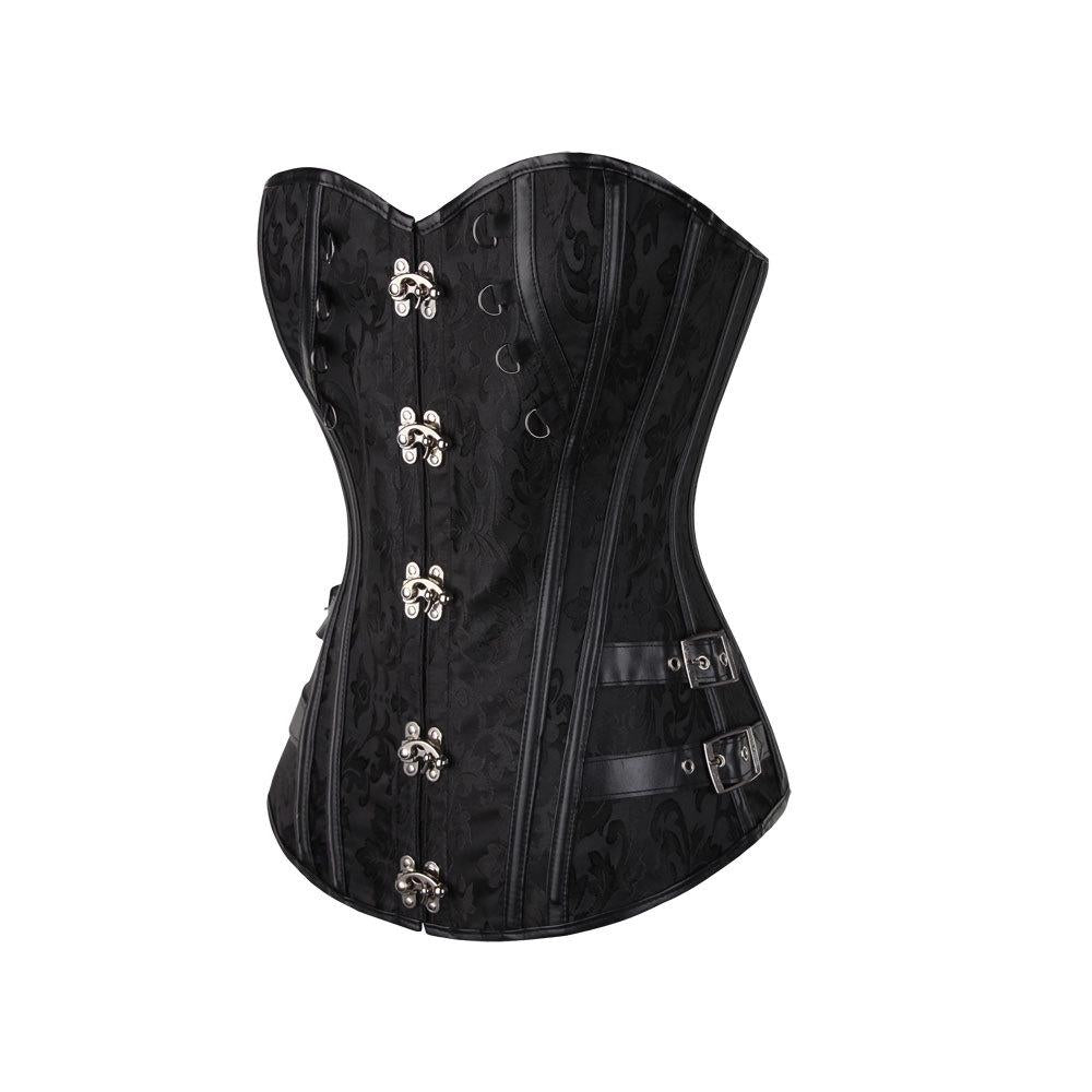 Women Faux Leather Bustier Corset Dress Underwear Black Steampunk Shapewear Gothic Sexy Corselet
