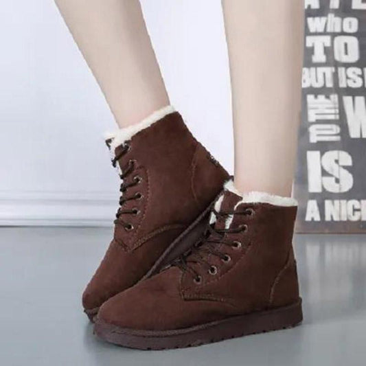 Autumn and Winter Plus Velvet Thick Snow Boots Women Cotton Shoes Flat Heel Short Tube Martin Boots