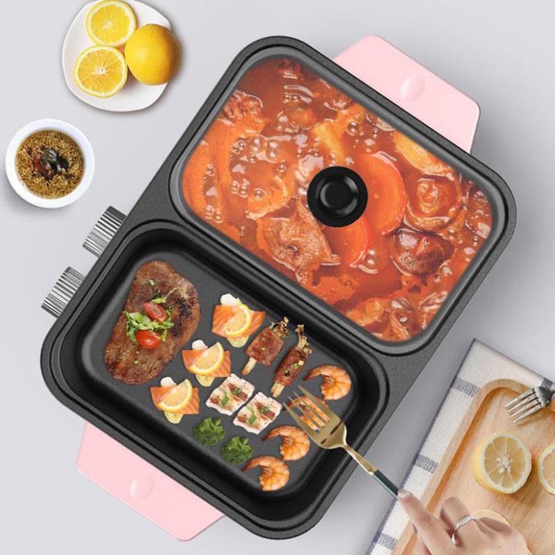 1360W 2 Person Heat Pot BBC Machine Nonstick Pot Smokeless Fried Steak Pan Multi-purpose Grill Pan for Family
