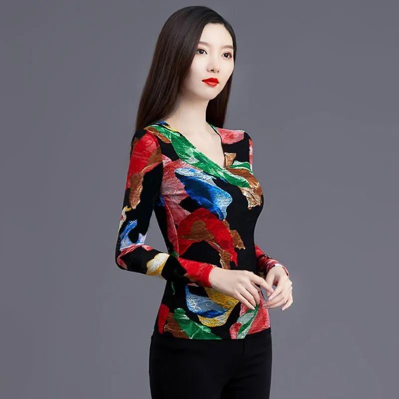 Spring and Autumn Round Neck Women's Long-sleeved T-shirt Printed Loose Top Mother Clothes