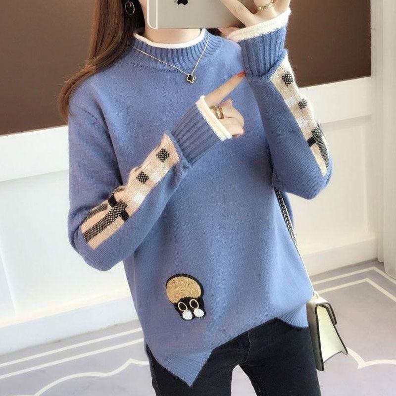 Autumn and Winter Warm Sweater Women's Student Loose Knit Bottoming Shirt