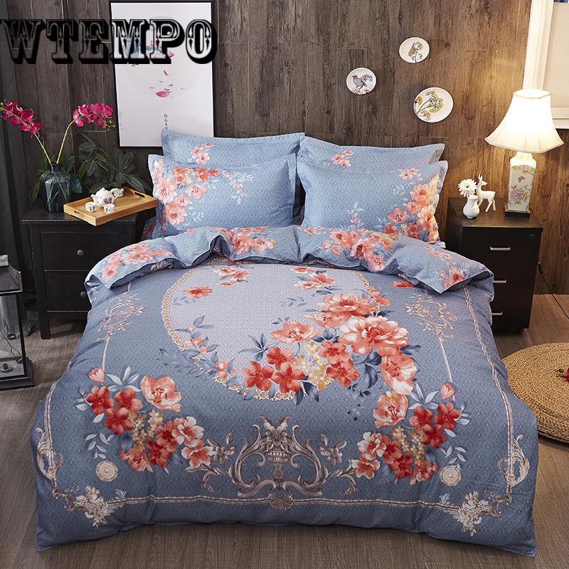 4Pcs/Set Classic Comforter Bedding Set Bed Linen Cotton Duvet Cover Set Home Textile