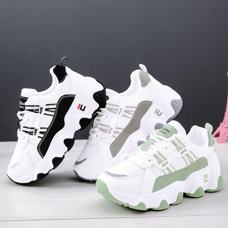 Spring Women's Shoes Sports Shoes Breathable Comfortable Non-slip Lightweight Korean Version  The White Shoes Female Students' Running Shoes