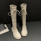 Women's Autumn Boots Lace-up High-Top Martin Women's Boots Not Over The Knee Boots Small Girls Cavalier Boots