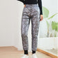 Winter Warm Thick Women Down Pants Casual High Waist Glossy Diamond Patchwork Button Harem Pants for Long Trousers