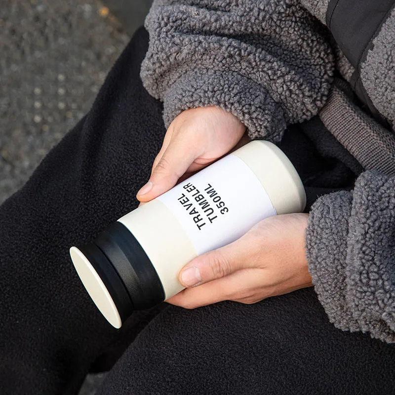 Japanese Style Simple Frosted Vacuum Flask Water Cup 304 Stainless Steel Accompanying Travel Mug Portable Vacuum Flask Thermos Cup