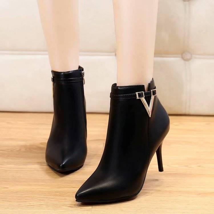 Women Shoes Genuine Leather Pure Handmade Ankle Boots High-heeled Pointed Shoes Autumn Winter Boots