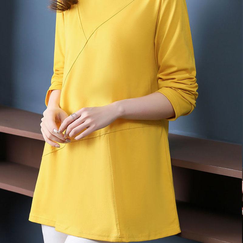 Spring Fall Long Sleeve Splicing T-Shirts Women Clothing Fashion Casual Plus Size Loose Tee Shirt Femme Tops Pullovers