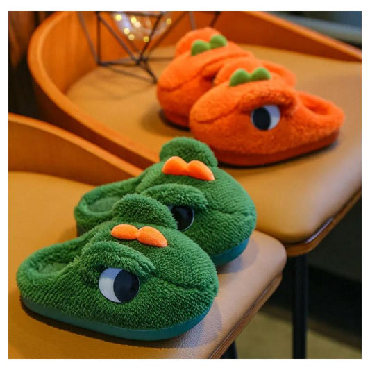 Children's Cotton Slippers Winter Boys and Girls Cute Three-dimensional Dinosaur Non Slip Bag Heel Indoor Soft Soled Home Cotton Shoes