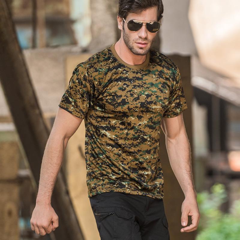 Camouflage Shirt Men T-shirts Outdoor Sports Tees Half Sleeve Tees Casual Breathable Pullover Army Cross Country Clothing