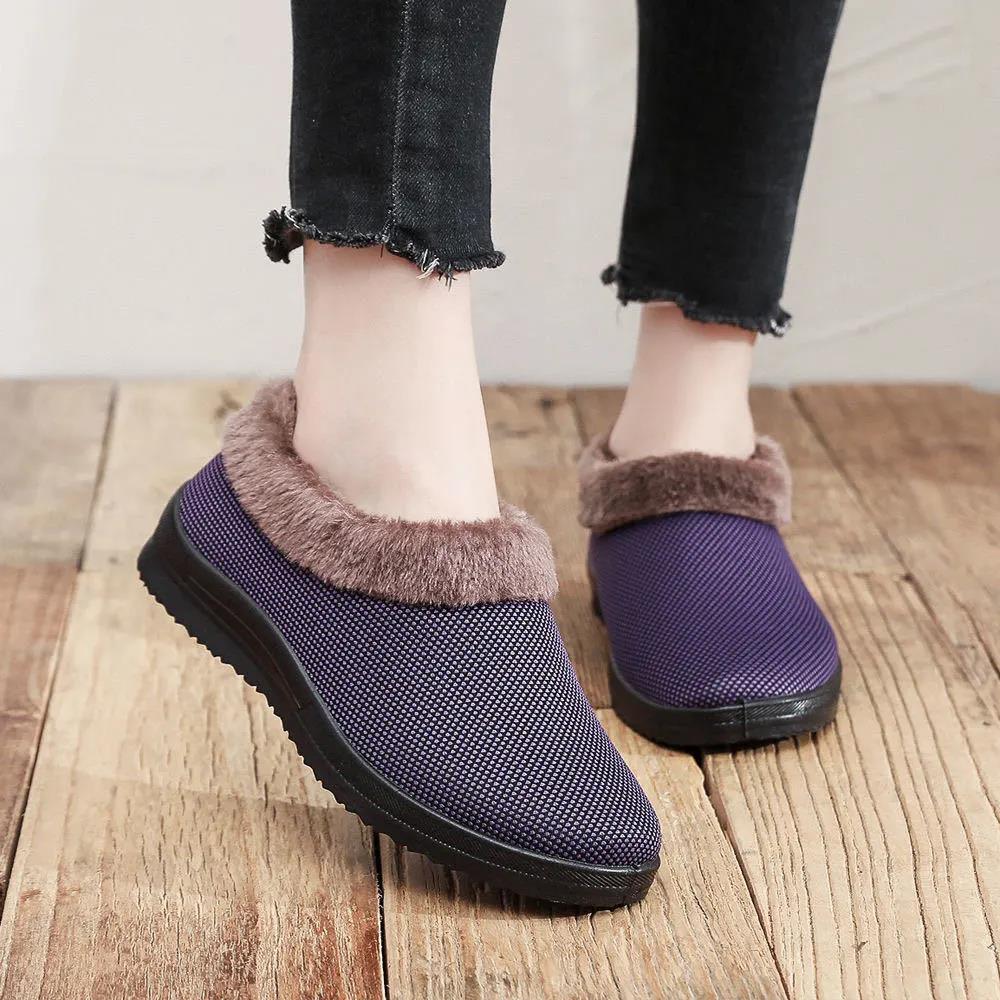 Winter Women's Non-slip Cotton Shoes  Warm Elderly Cotton Shoes Plus Velvet Comfortable Soft Bottom Cotton Shoes