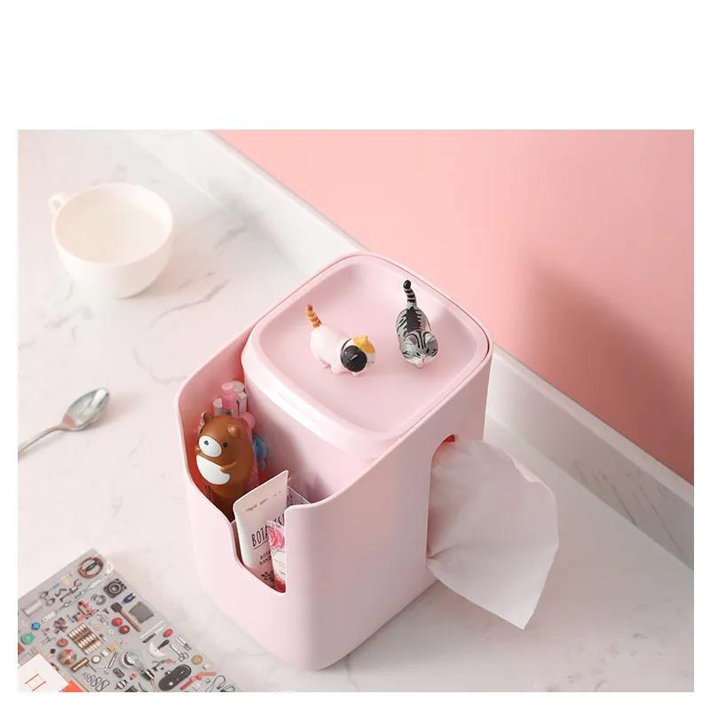 Desktop Tissue Box Shelf Cosmetic Bedside Multifunctional Storage Box Artifact Office Remote Control Tissue Box
