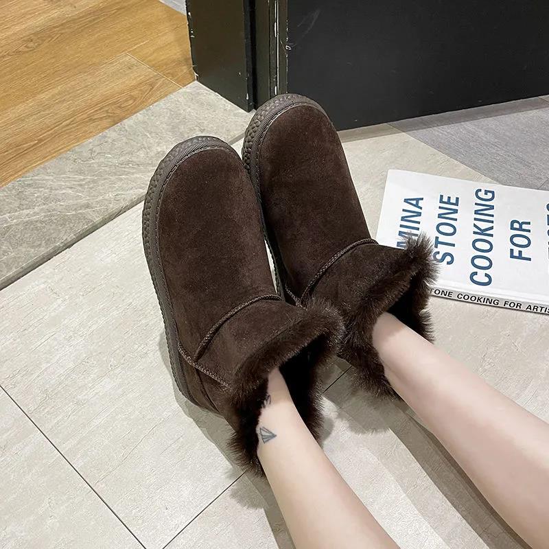 Snow Boots Women's Mid-tube Boots Thickened Snow Cotton Shoes Winter Warm and Velvet Bread Shoes