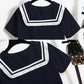 Sailor Collar Navy Dress Sweet Bow-knot Girl Retro Style Student Girls Knee-length Solid Color Dress